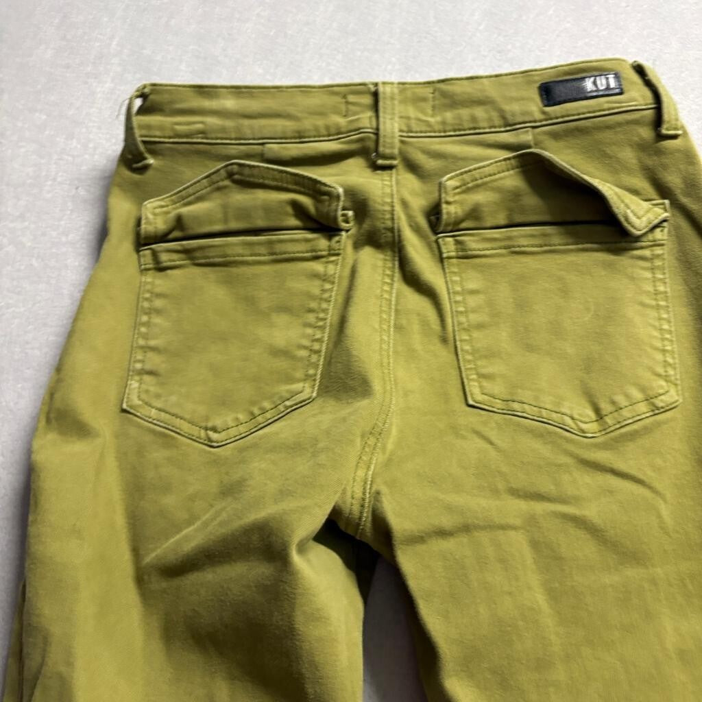 Kut from the Kloth Ana High Rise Flare Jeans Womens Size 6 Green Stretch Denim