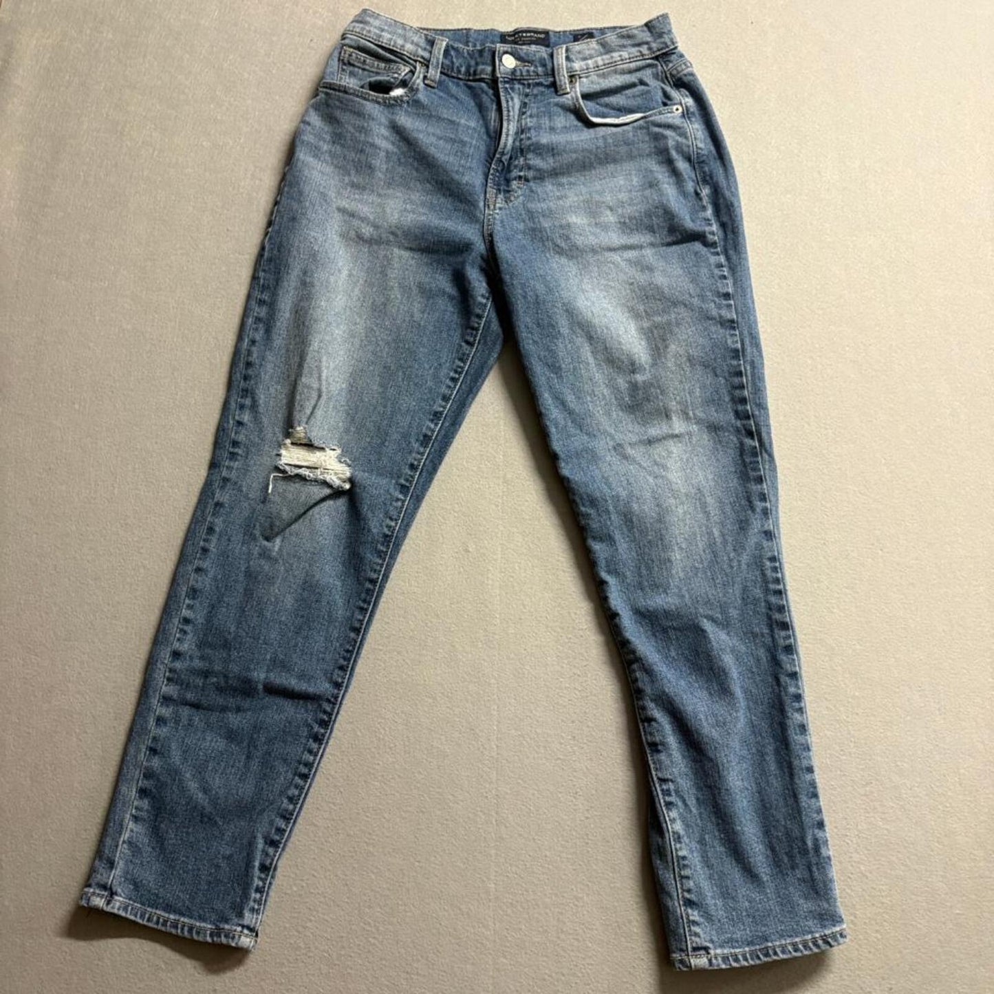 Lucky Brand Drew High Rise Mom Jeans Womens Size 4 27 Ankle Distressed Blue