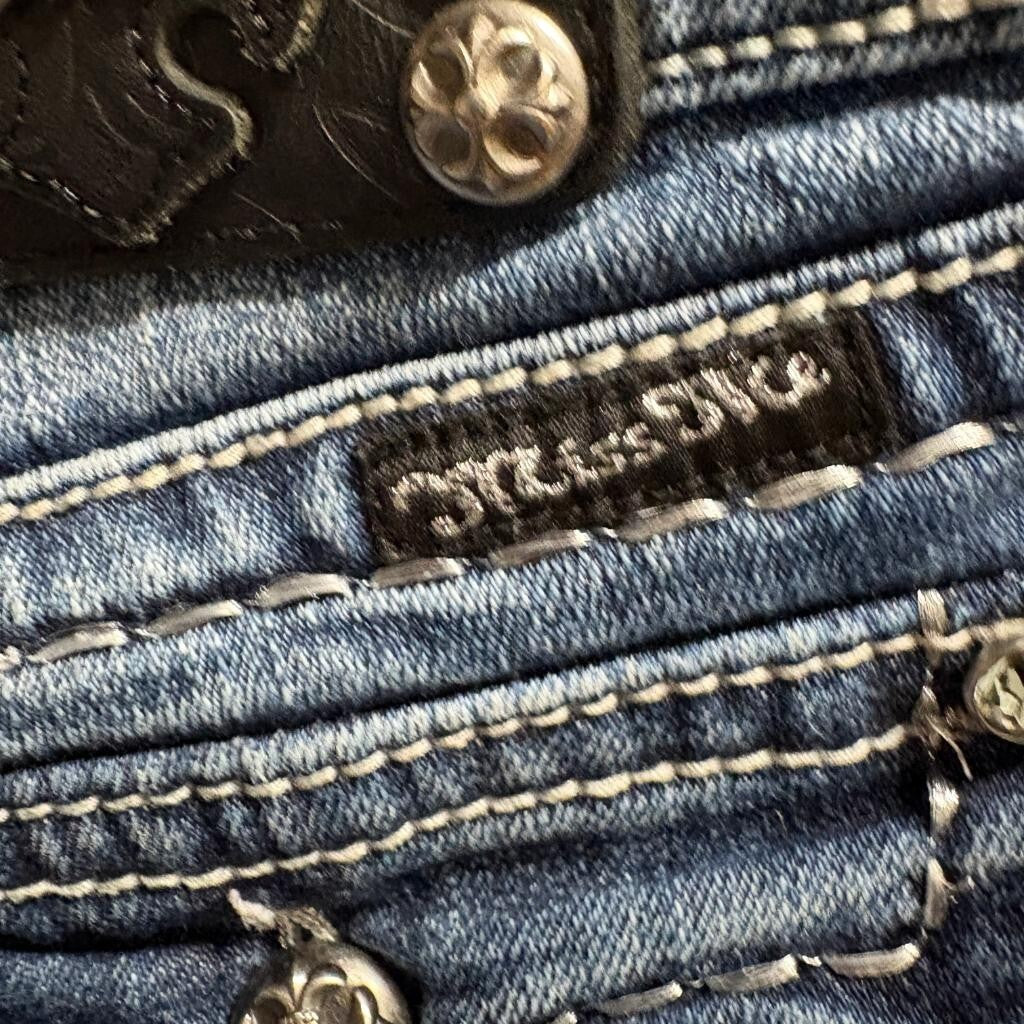 Miss Me Skinny Jeans Womens 29 Blue Denim JP60035 Dark Wash Thick Stitch Stretch