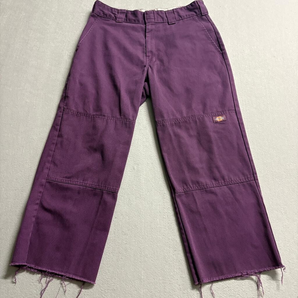 Dickies Double Knee Loose Fit Pants Womens 32x27 Purple Raw Hem Workwear