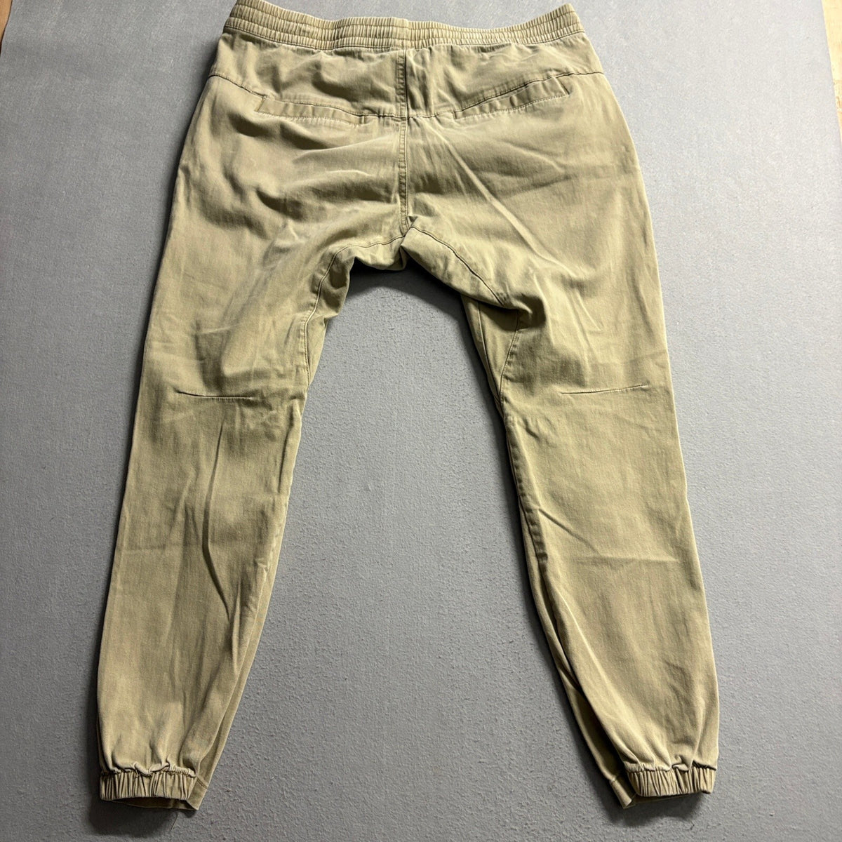 Ring of Fire Jogger Pants Mens XXL Beige Tan Stretch Twill Zipper Pockets Cuffed