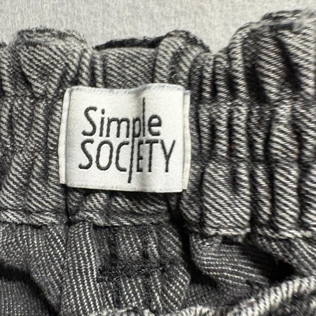 Simple Society Cargo Jeans Womens Size 26 Gray Acid Wash Elastic Waist Denim