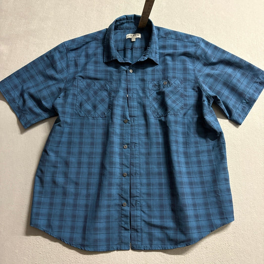 Orvis Plaid Button Down Shirt Mens XXL Blue Short Sleeve Classic Collection