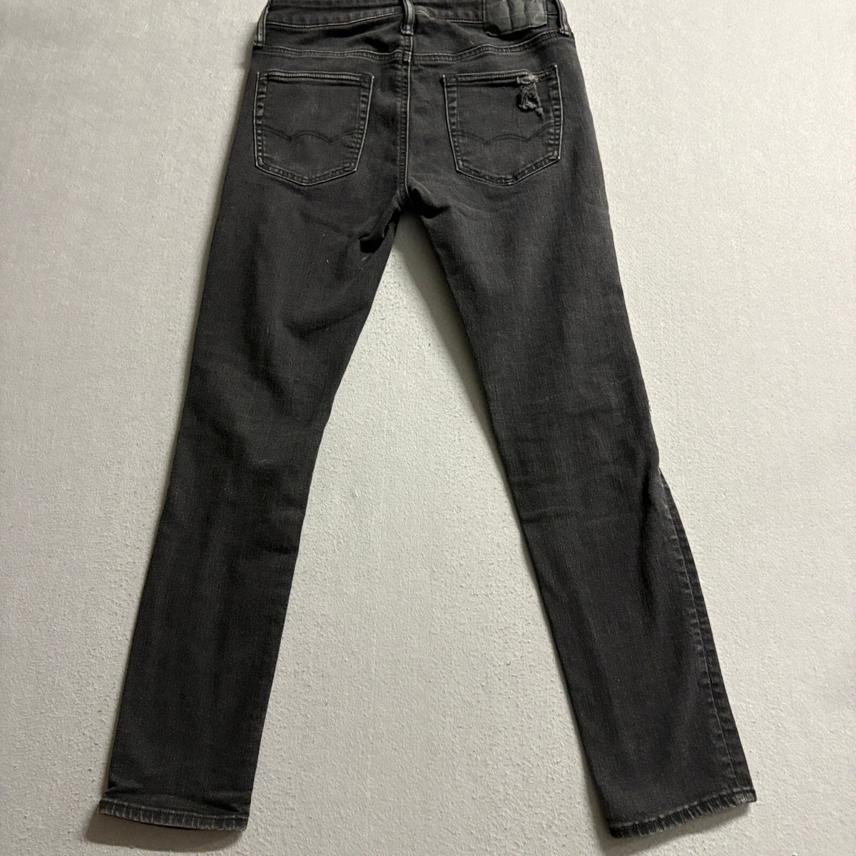 American Eagle Airflex+ Mens Jeans 29x30 Black Distressed Skinny Stretch Denim