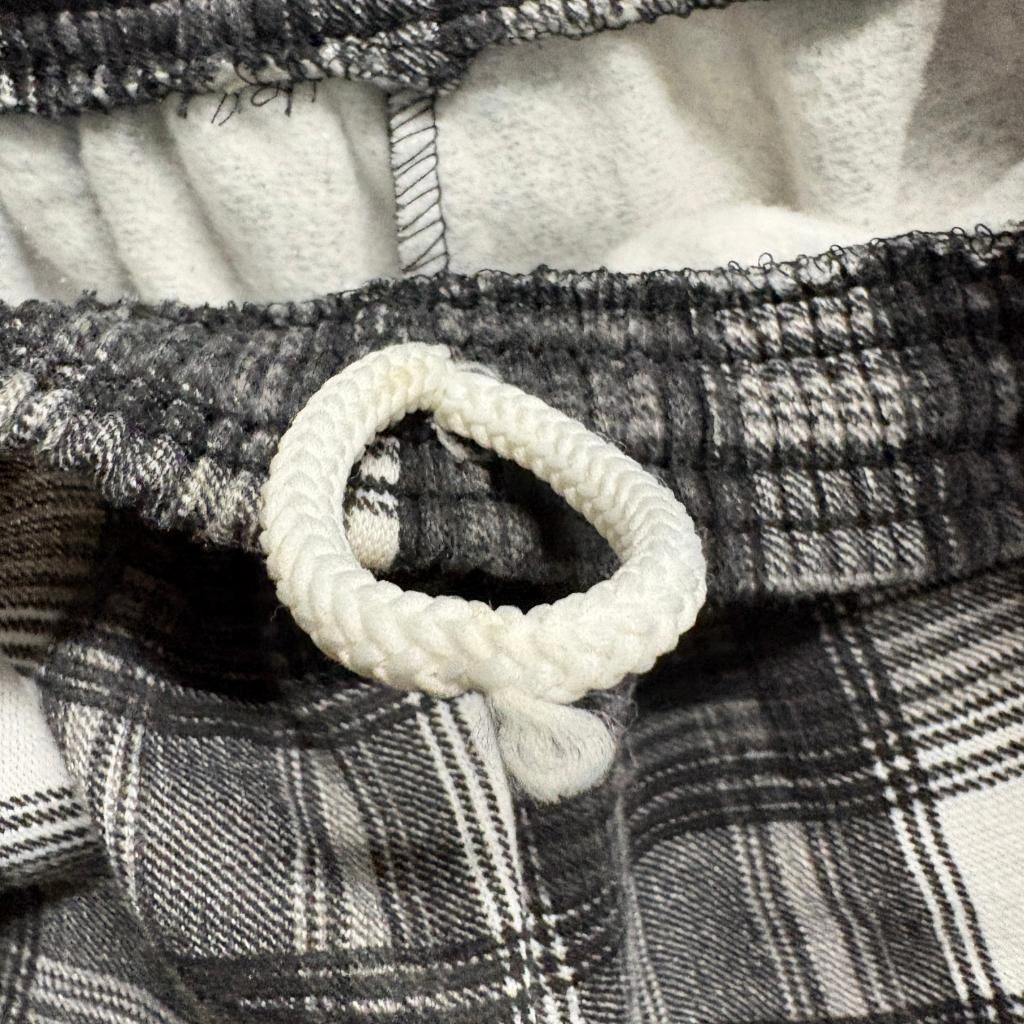 Vintage Ikstar Plaid Fleece Shorts Mens XL Black White Made in USA Drawstring