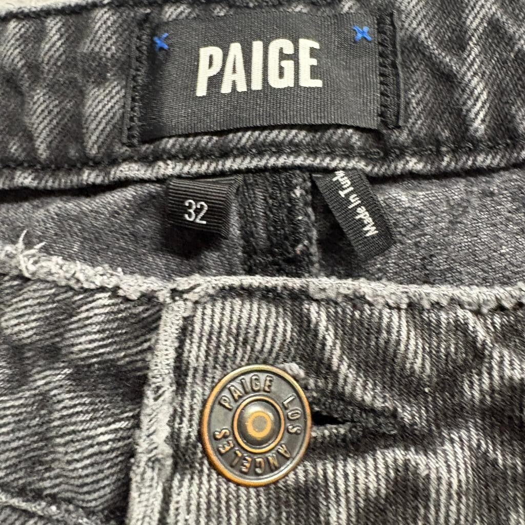 Paige Sarah Straight Ankle Jeans Womens 32 Gray Acid Wash Raw Hem Distressed