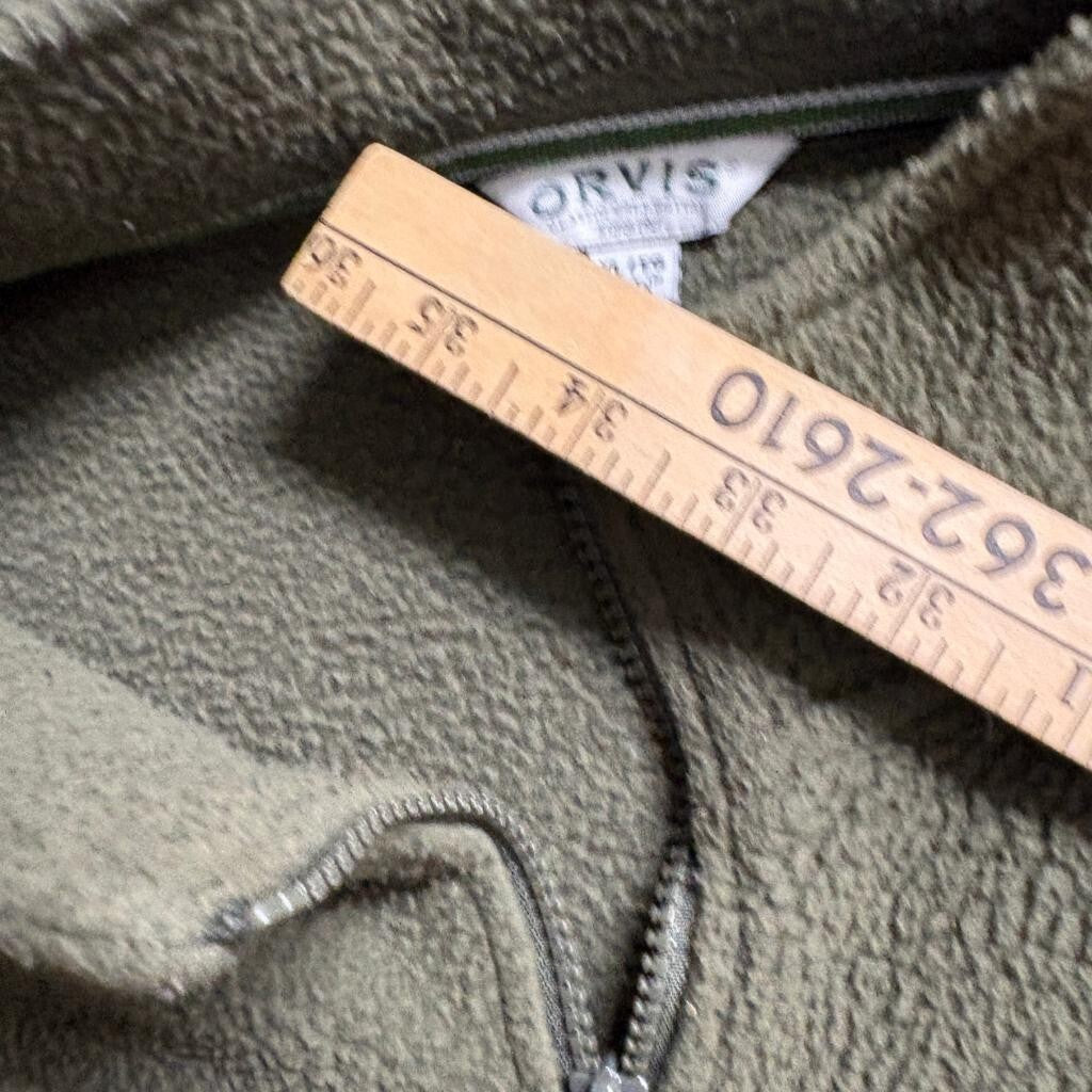 Orvis Classic Collection Fleece Jacket Mens XL Green Full Zip Mock Neck VT USA