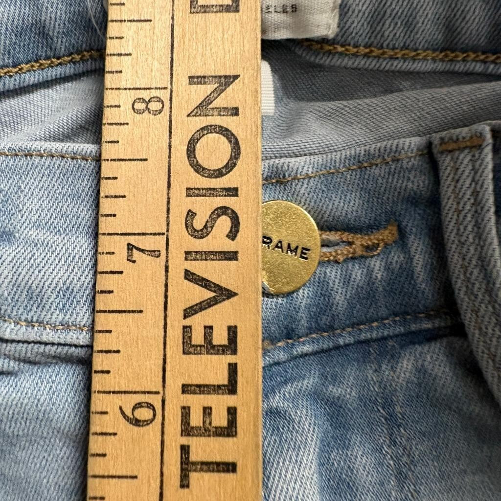 Frame Denim Le Skinny de Jeanne Crop Jeans Womens 24 Light Wash Raw Hem Turkey