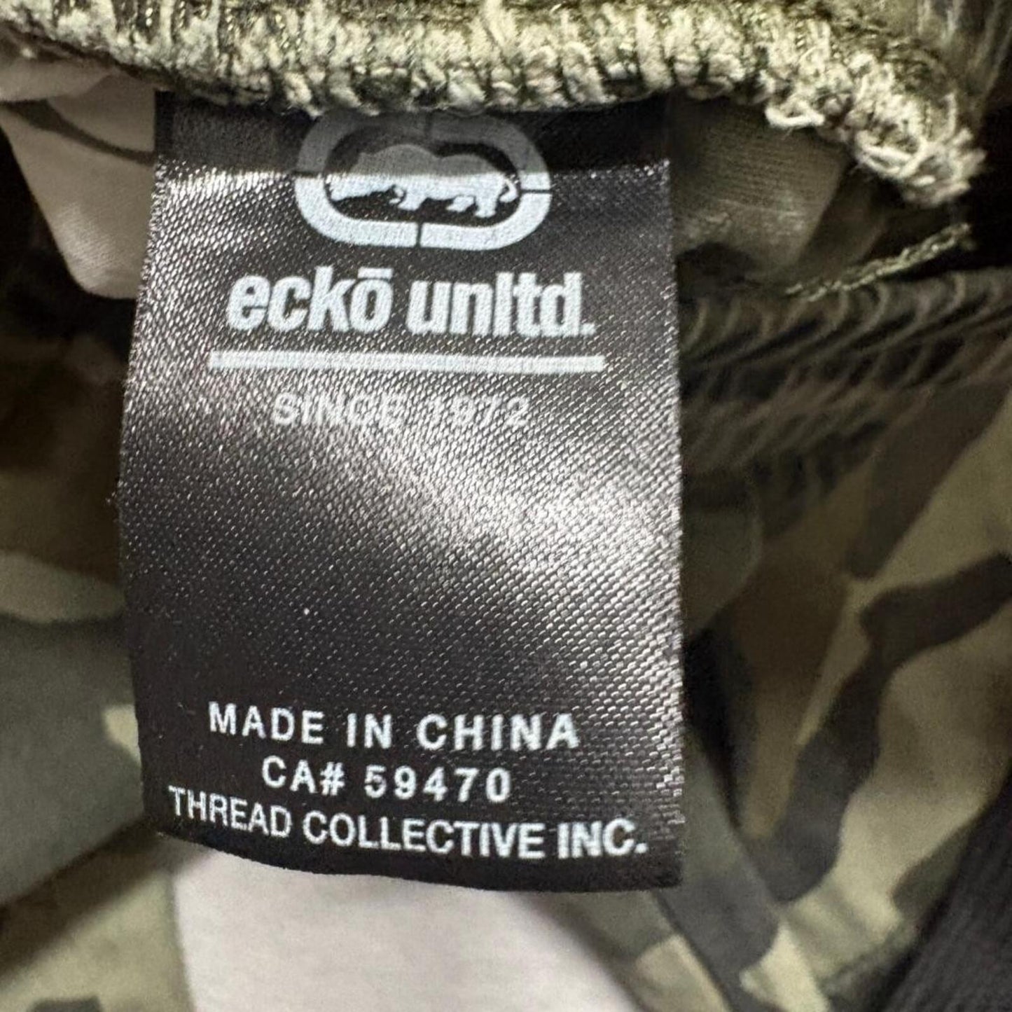 Ecko Unltd Mens Large Camo Jogger Pants Green Camouflage Elastic Waist Cotton