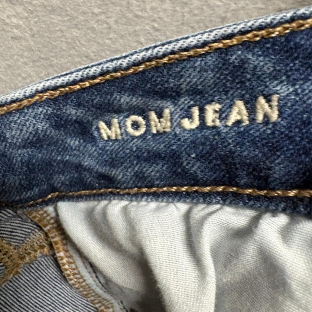 American Eagle Mom Jeans Womens Size 4 Long Blue Denim Stretch High Rise