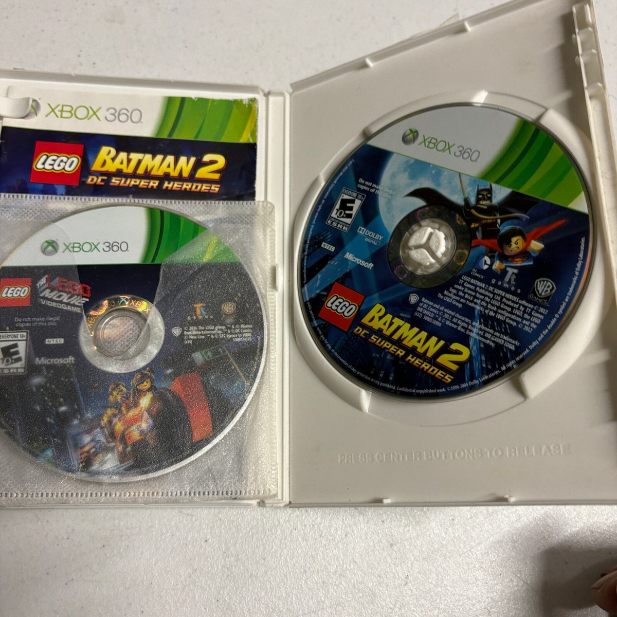 Lego Batman 2 DC Super Heroes & Lego Movie Videogame Xbox 360 CIB Lot 2 Games