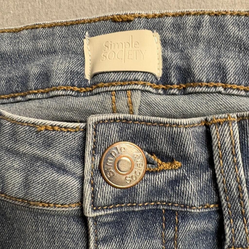 Simple Society Flare Jeans Womens Size 5 27 Blue Denim Flap Pocket Stretch