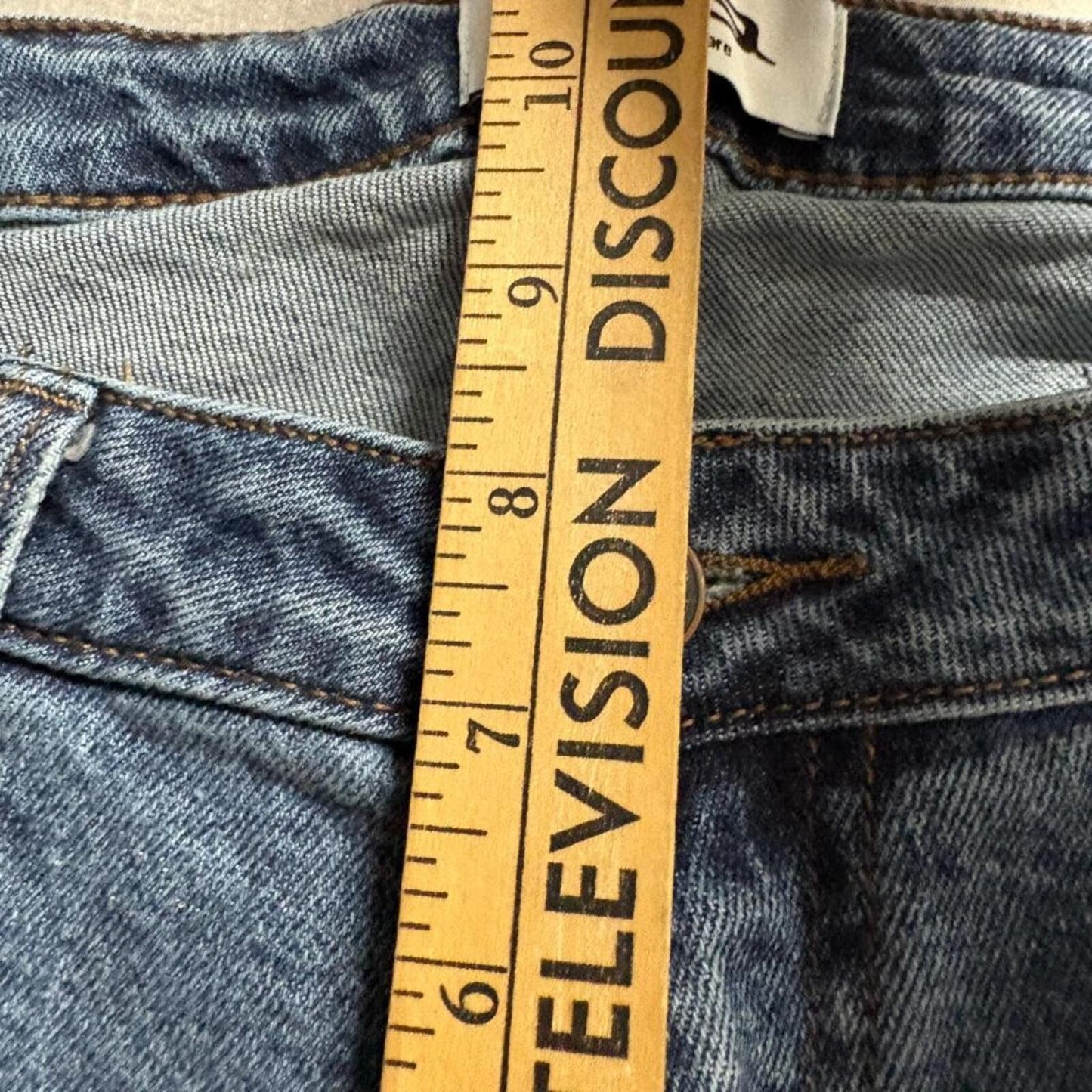 RSQ Low Rise Flare Jeans Womens 27 Blue Denim Raw Hem Stretch Comfort
