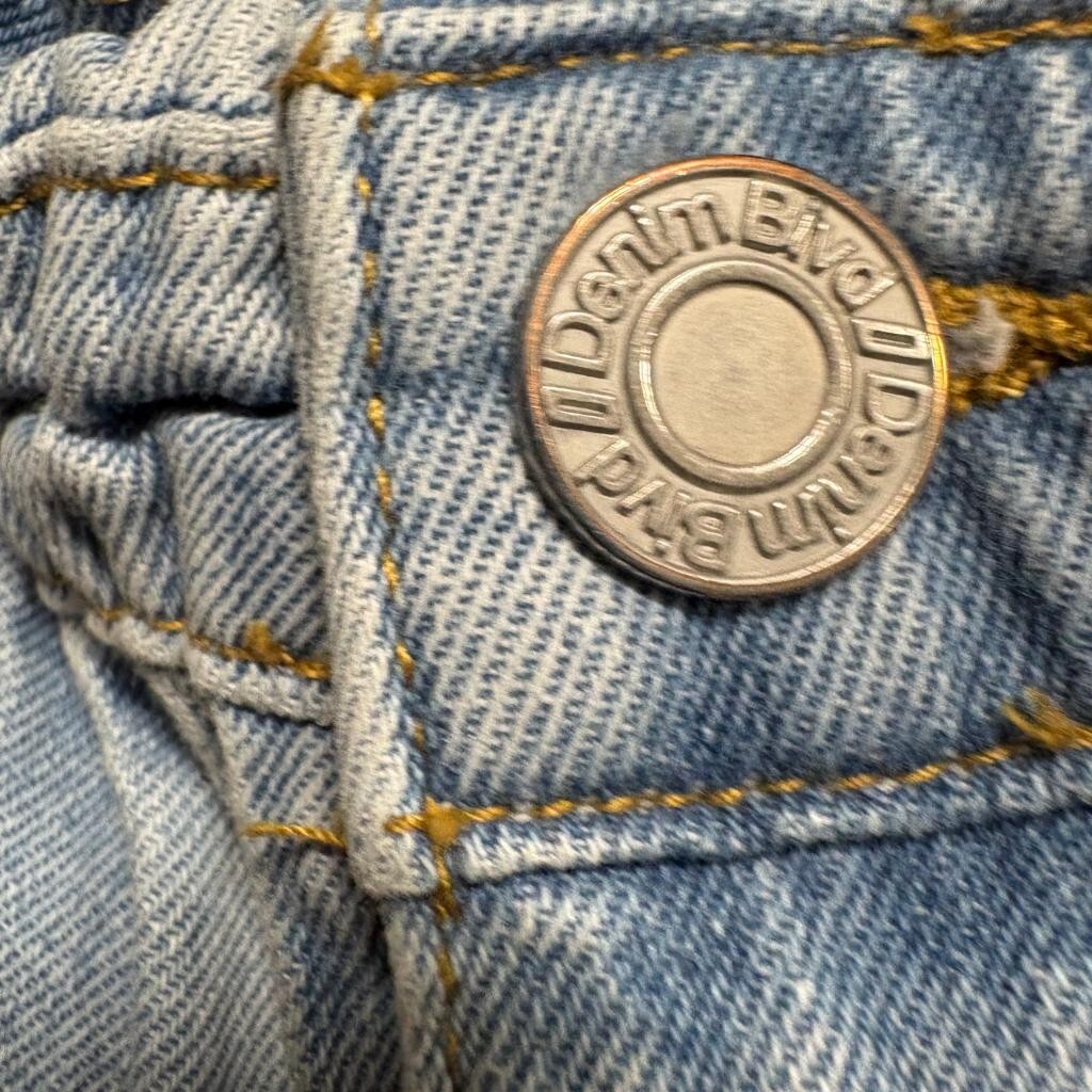 Denim Blvd Los Angeles Paperbag Waist Jeans Womens Medium Light Wash Denim