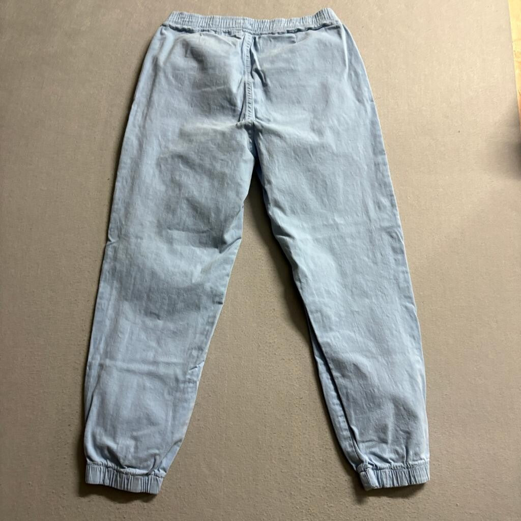 Optima Womens Blue Cotton Stretch Cargo Jogger Pants Size Large Elastic Waist
