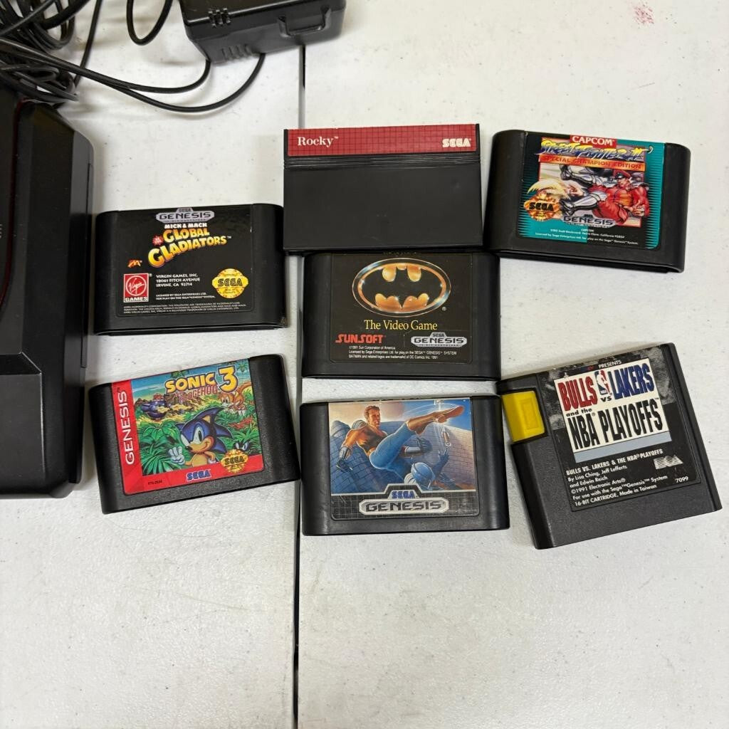 Sega Genesis Model 1 Console working Power Base Converter Controller and 7 Games