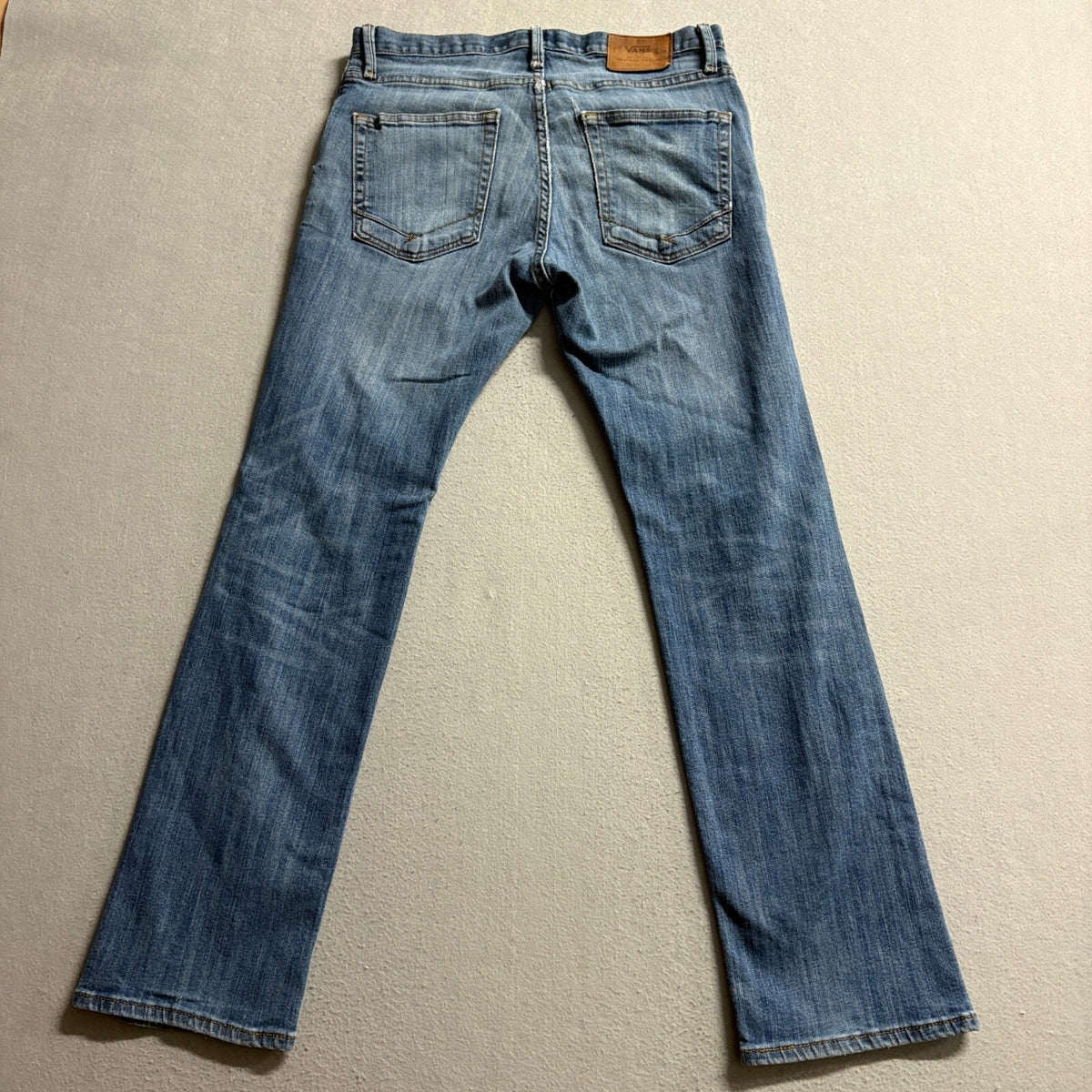 Vans V66 Standard Distressed Mens Blue Denim Jeans Size 30 x 30 Ripped Knees