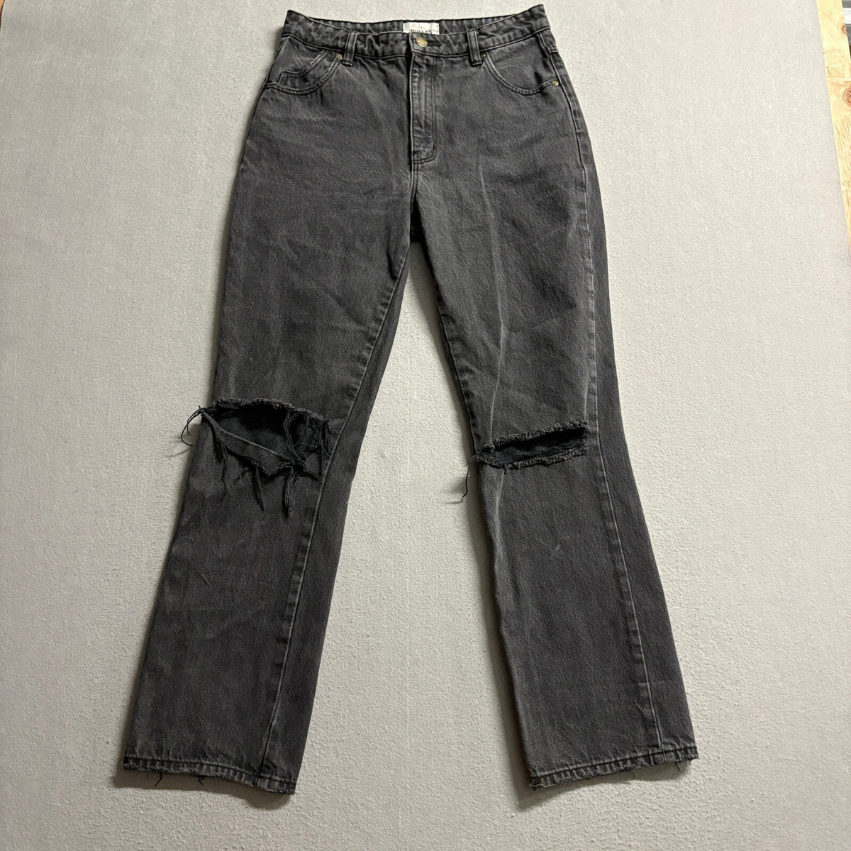 Rolla's Original High Rise Straight Jeans Womens Size 27 Distressed Black Denim