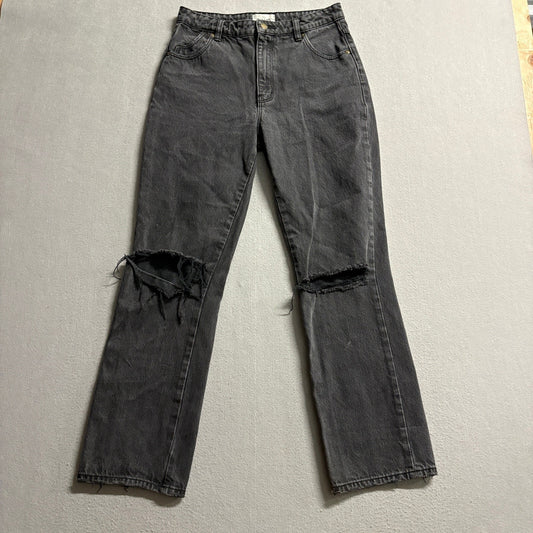 Rolla's Original High Rise Straight Jeans Womens Size 27 Distressed Black Denim
