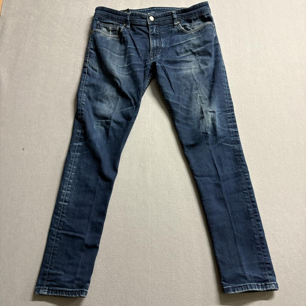 Armani Exchange Jeans Mens 34 Blue Denim Skinny Fit Stretch Dark Wash