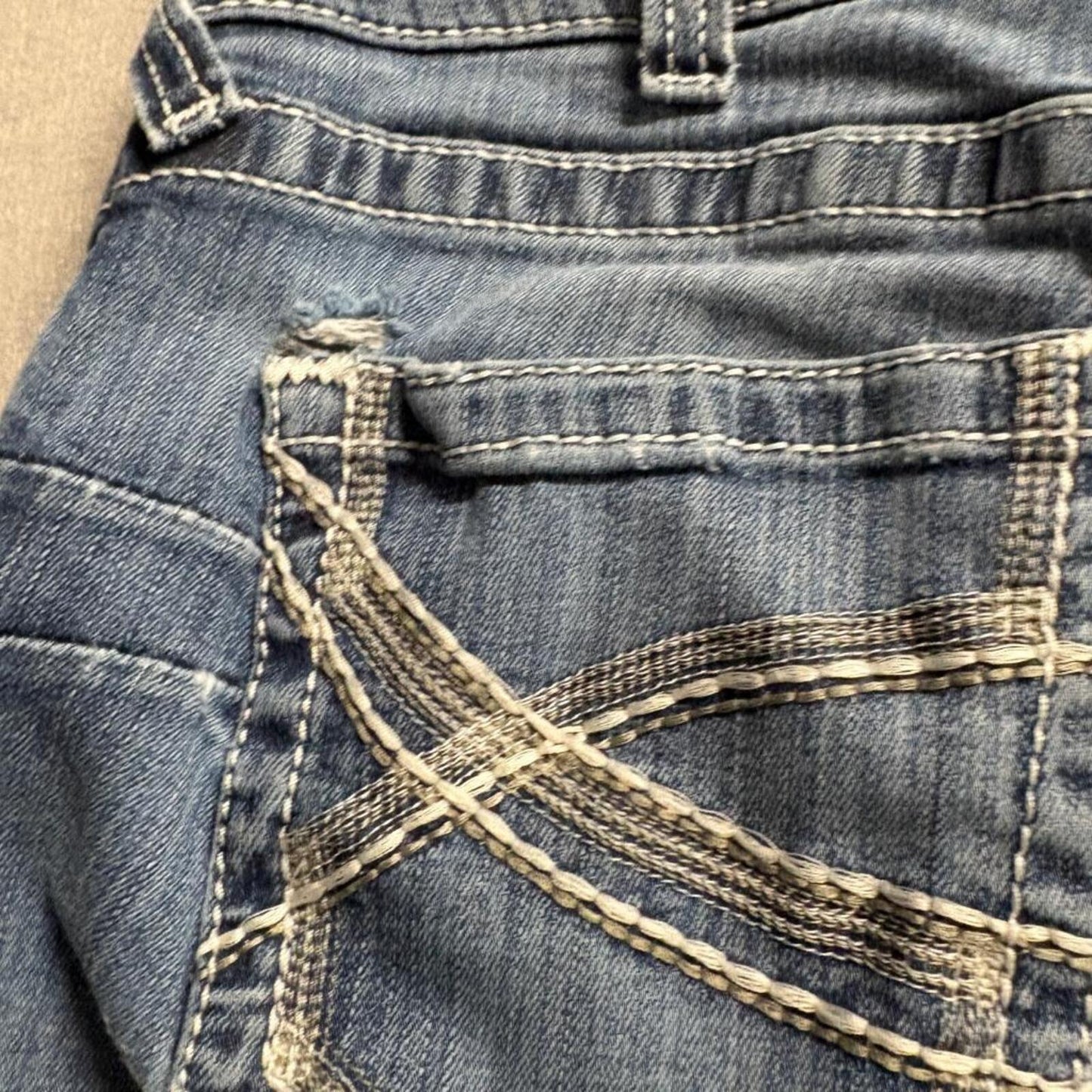 Ariat Real Denim Womens Jeans Size 29S Blue Bootcut Mid Rise Stretch Distressed