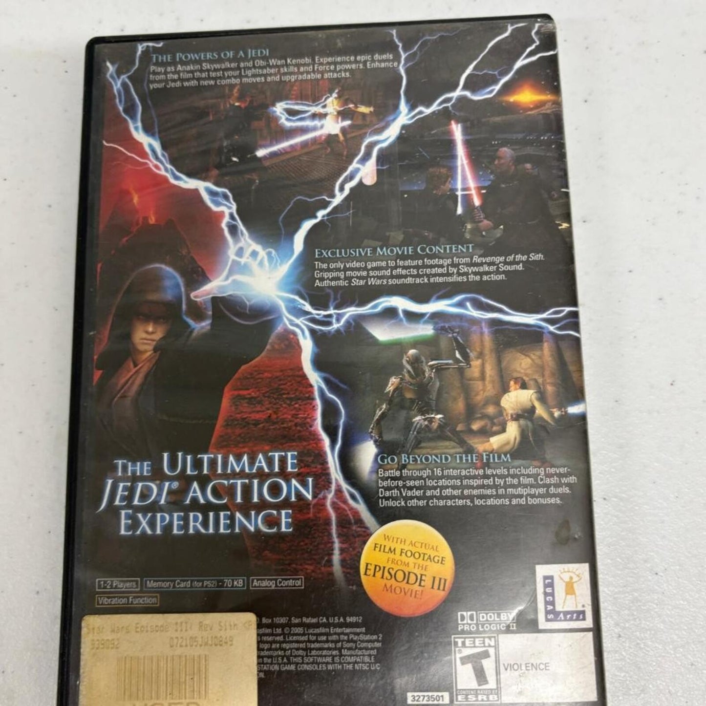 Star Wars Episode III Revenge of the Sith PS2 PlayStation 2 Game Disc & Case