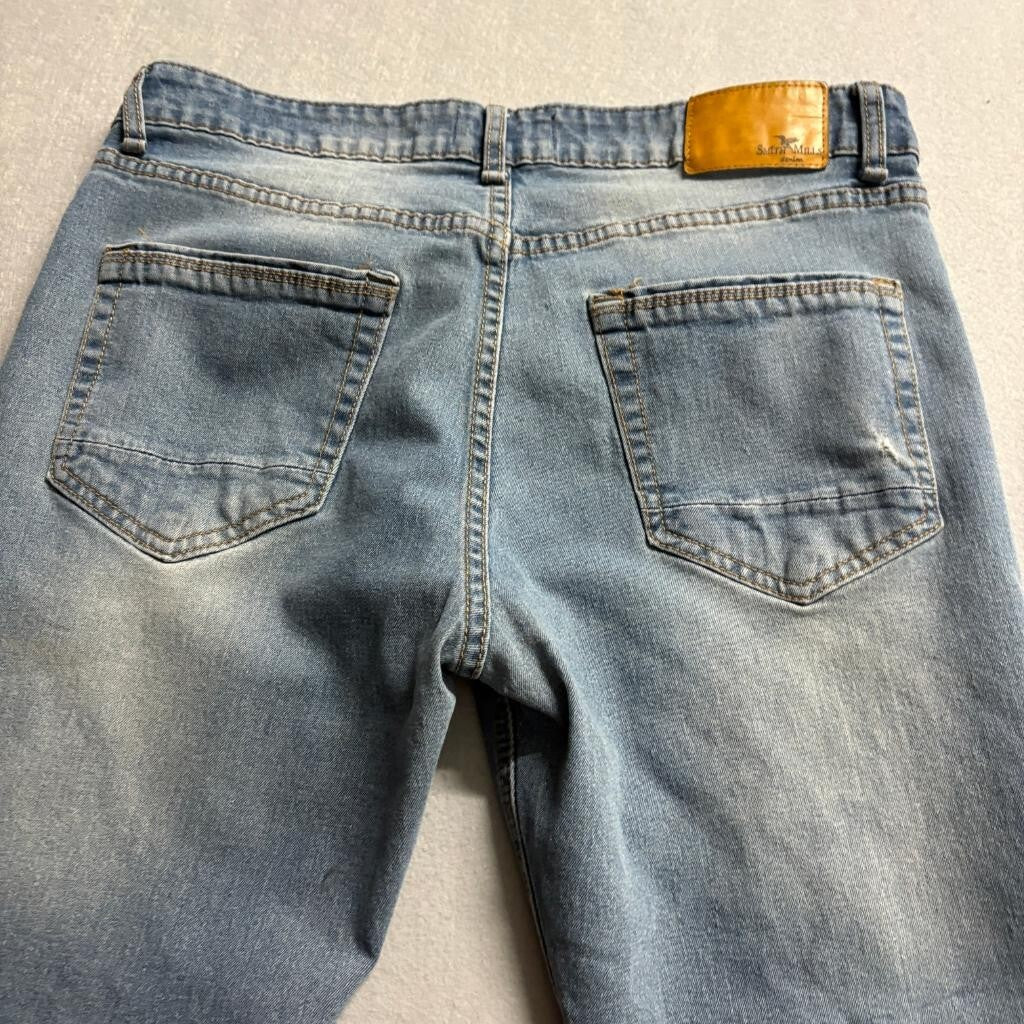 Smith & Mills Stretch Jeans Mens 34x32 Blue Denim Straight Leg Pants