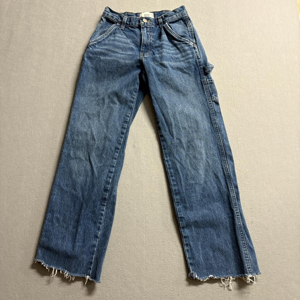 BDG Urban Outfitters Carpenter Jeans Womens 24 Blue Denim High Rise Raw Hem
