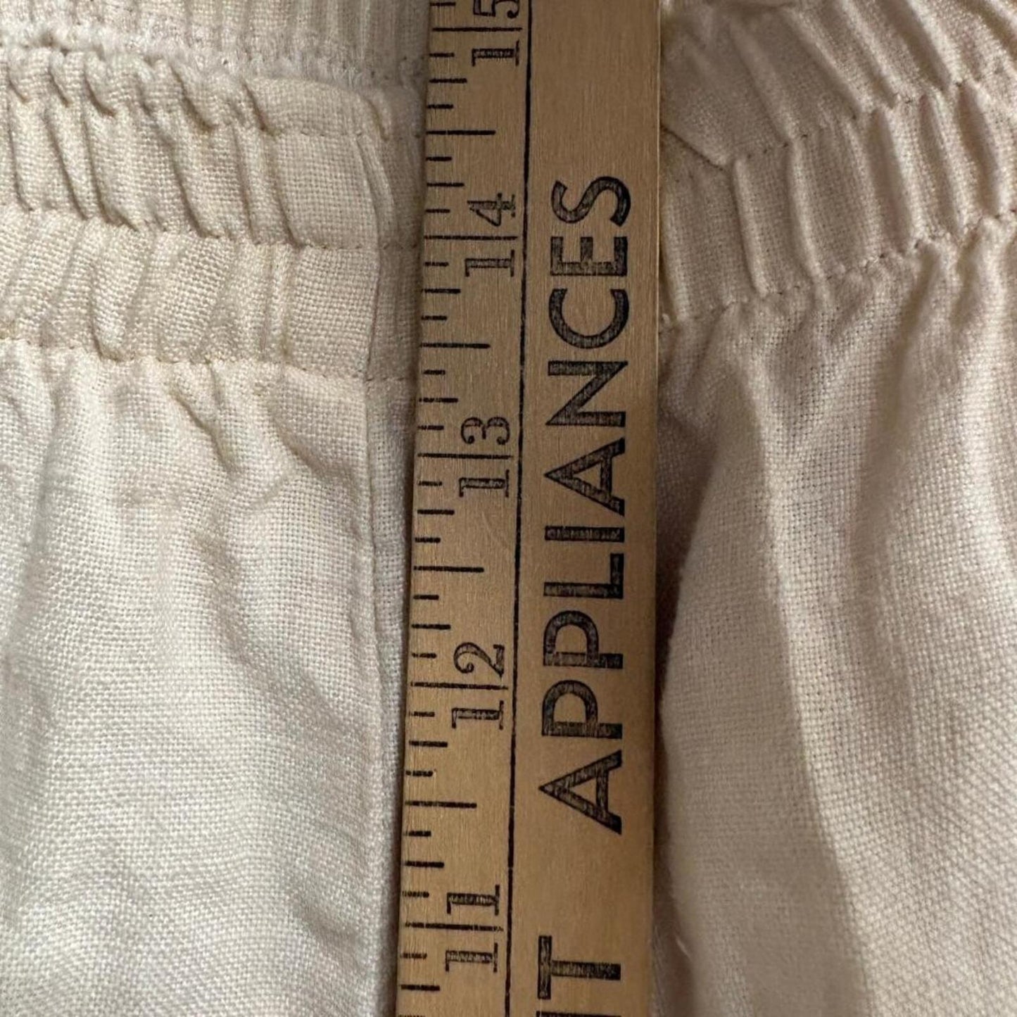 Lady Bug California Vintage 100% Linen Pants Womens S Cream Elastic Waist