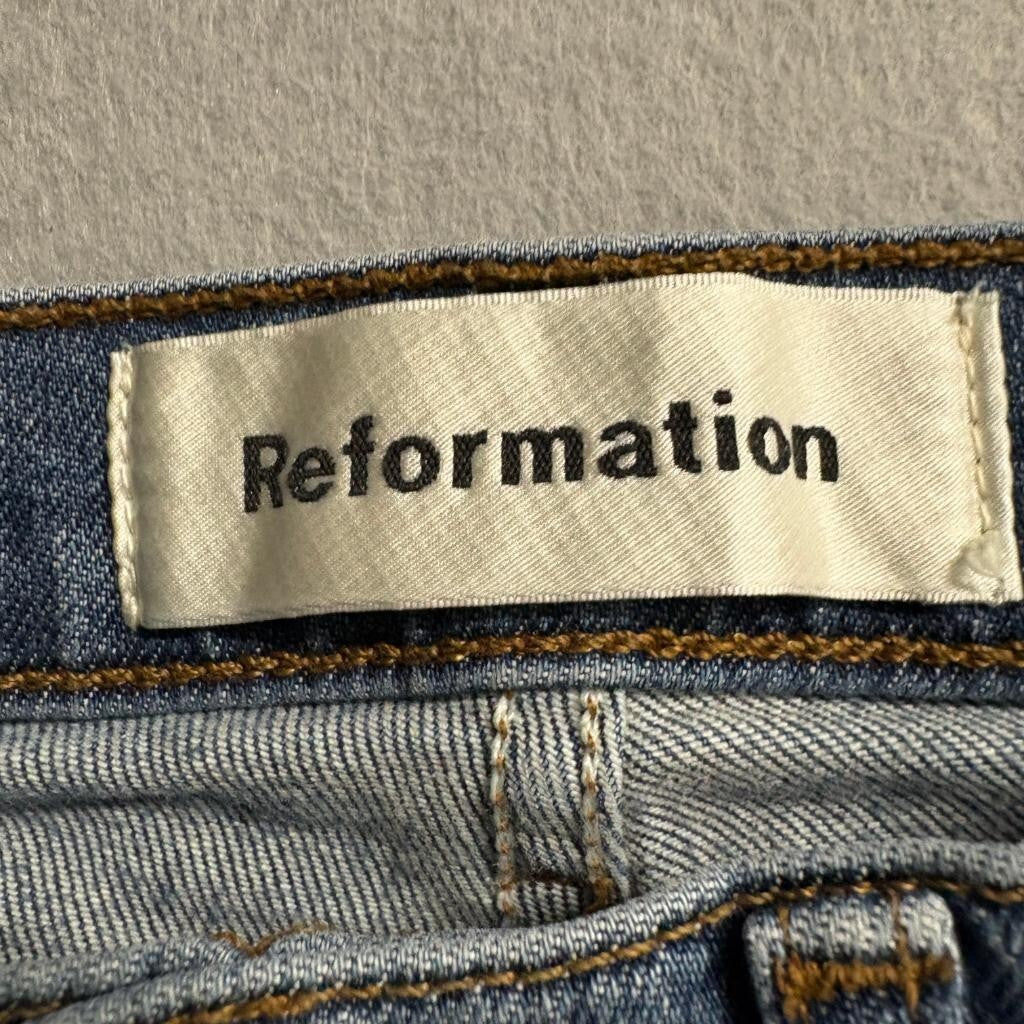 Reformation High Skinny Jeans Womens 23 Blue Denim Rhine Wash High Rise Stretch