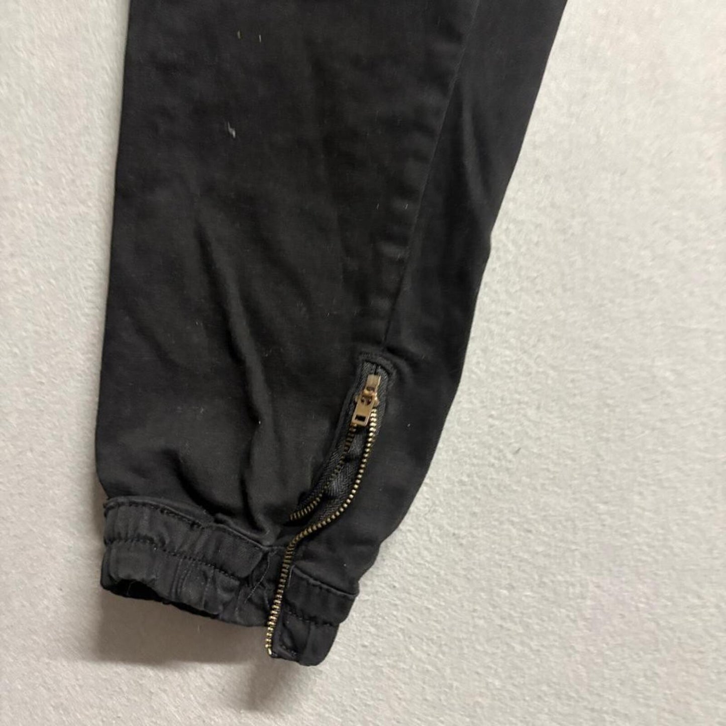 Fashion Nova Mens Cargo Jogger Pants Large Black Ankle Zip Stretch Cotton Blend