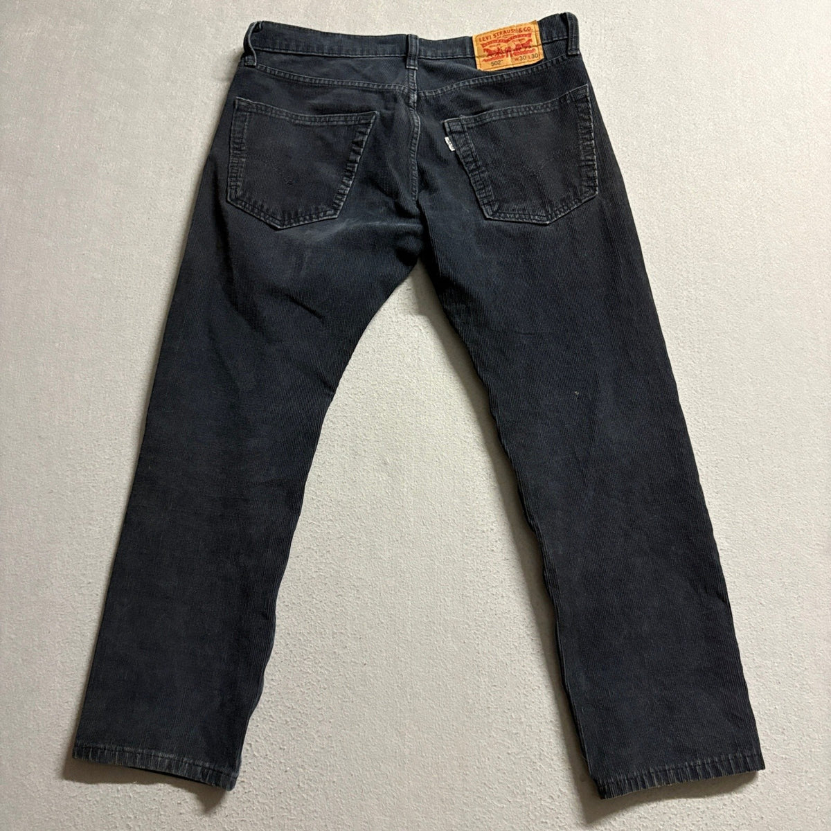 Levis 502 Mens Black Corduroy Tapered Leg Jeans W30 L30 Black Fine Cord Pants