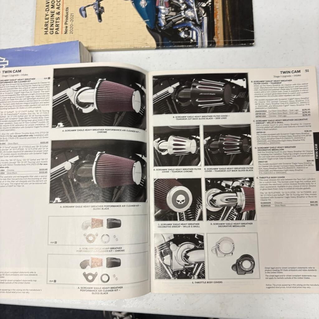 Harley-Davidson Parts and Accessories Catalog Lot 2020 2021 2022 Screamin Eagle