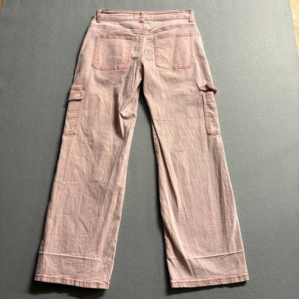 Disclosure Pink Wide Leg Cargo Jeans Womens Size 5/27 Stretch High Rise Denim