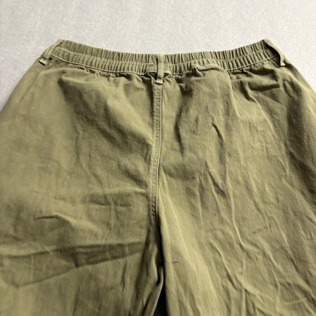 Almost Famous Cargo Pants Womens Large Green Cotton Blend Elastic Waist Utility