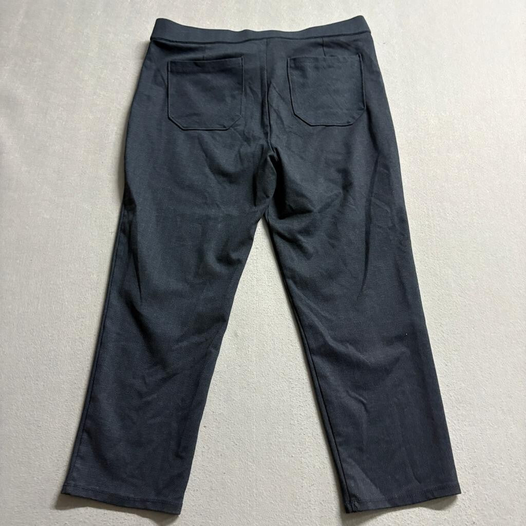 Democracy Ab Technology Pants Womens Large Gray Herringbone Stretch Pull On Crop