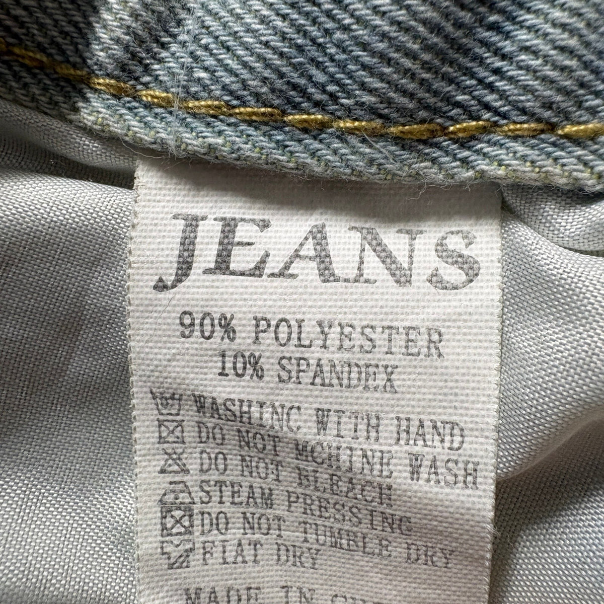 Unbranded Distressed Jeans Mens 3XL Light Wash Yellow Mesh Ripped Denim Pants