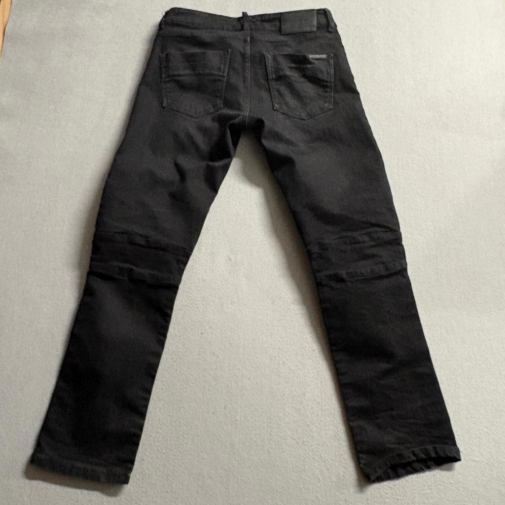 DML Jeans Mens 30x30 Black Moto Biker Denim Slim Straight Leg Pants