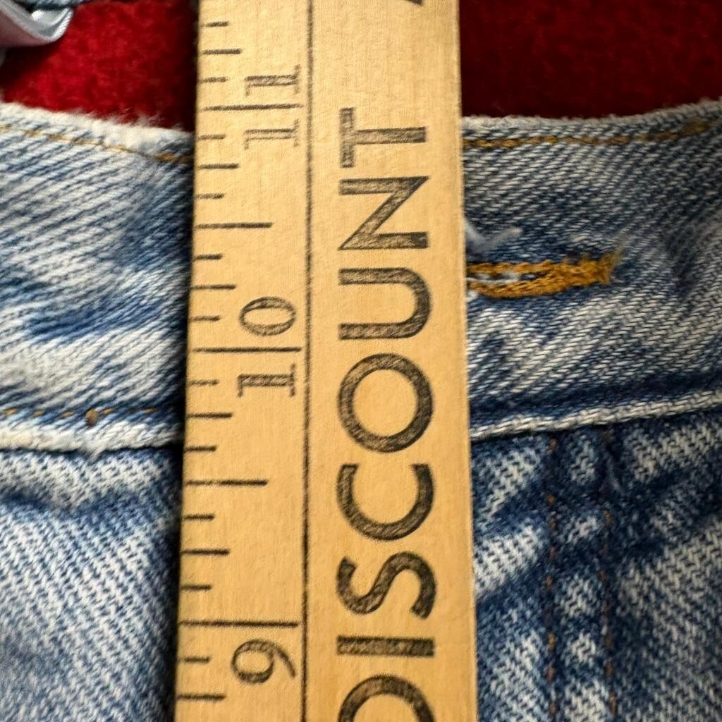 Vintage Lands End Fleece Lined Jeans Mens 32 Made in USA Red Fleece Denim Blue