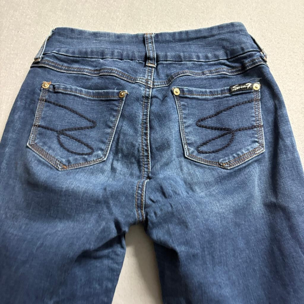 Seven7 Tummyless Skinny Jeans Womens Size 4 Blue Denim Stretch Mid Rise Inseam