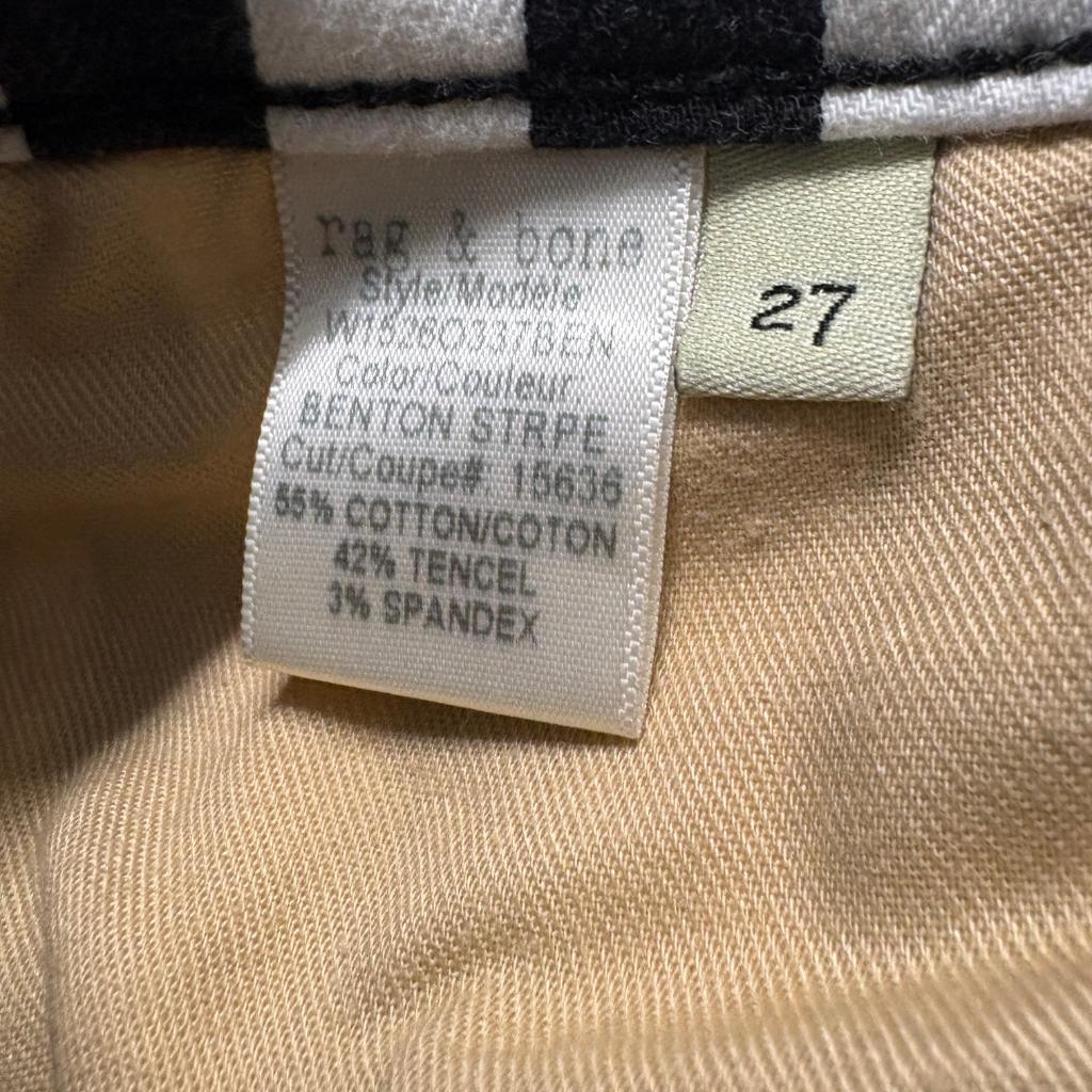 Rag & Bone Jean Womens 27 Capri Jeans Black White Vertical Stripe Benton Strpe