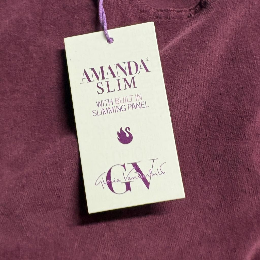 Gloria Vanderbilt Amanda Slim Corduroy Pants Womens 26W Purple Huckleberry New
