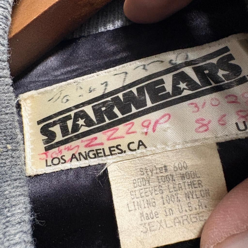 Vintage Starwears Jackie Thomas Show Varsity Jacket Mens XL Gray Wool Yellow