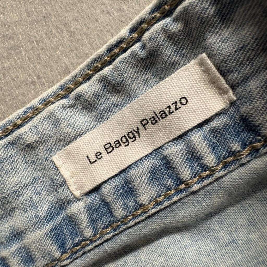 FRAME Le Baggy Palazzo Jeans Womens 25 Aries Light Wash Cotton Linen Wide Leg