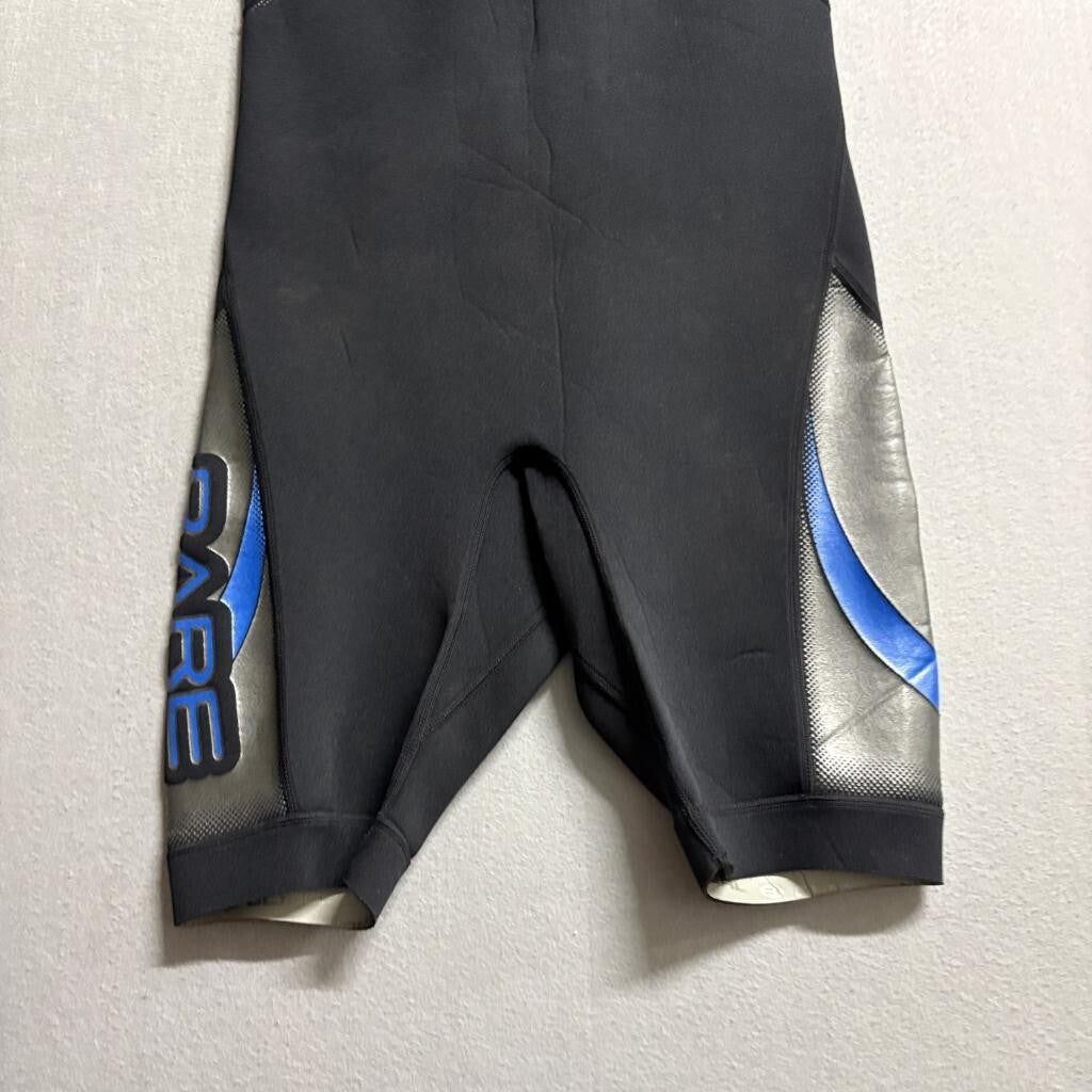 Bare Plazma 2/2mm Shorty Wetsuit Mens Medium Black Silver Blue Springsuit