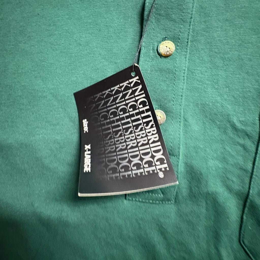 Knightsbridge Polo Shirt Mens XL Green Short Sleeve Pocket Vintage Kmart NWT