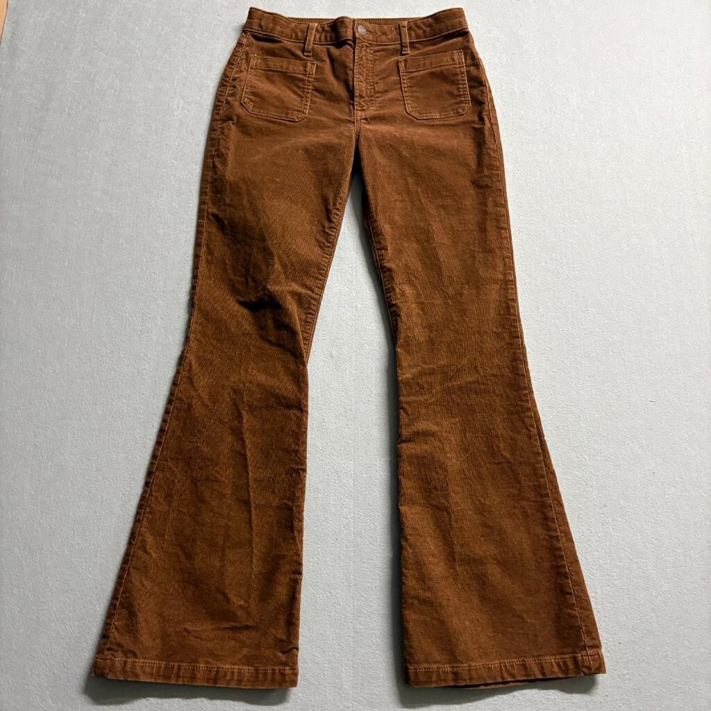 Gap Kids Girls Size 16 Flare High Rise Corduroy Pants Brown Stretch Adjustable