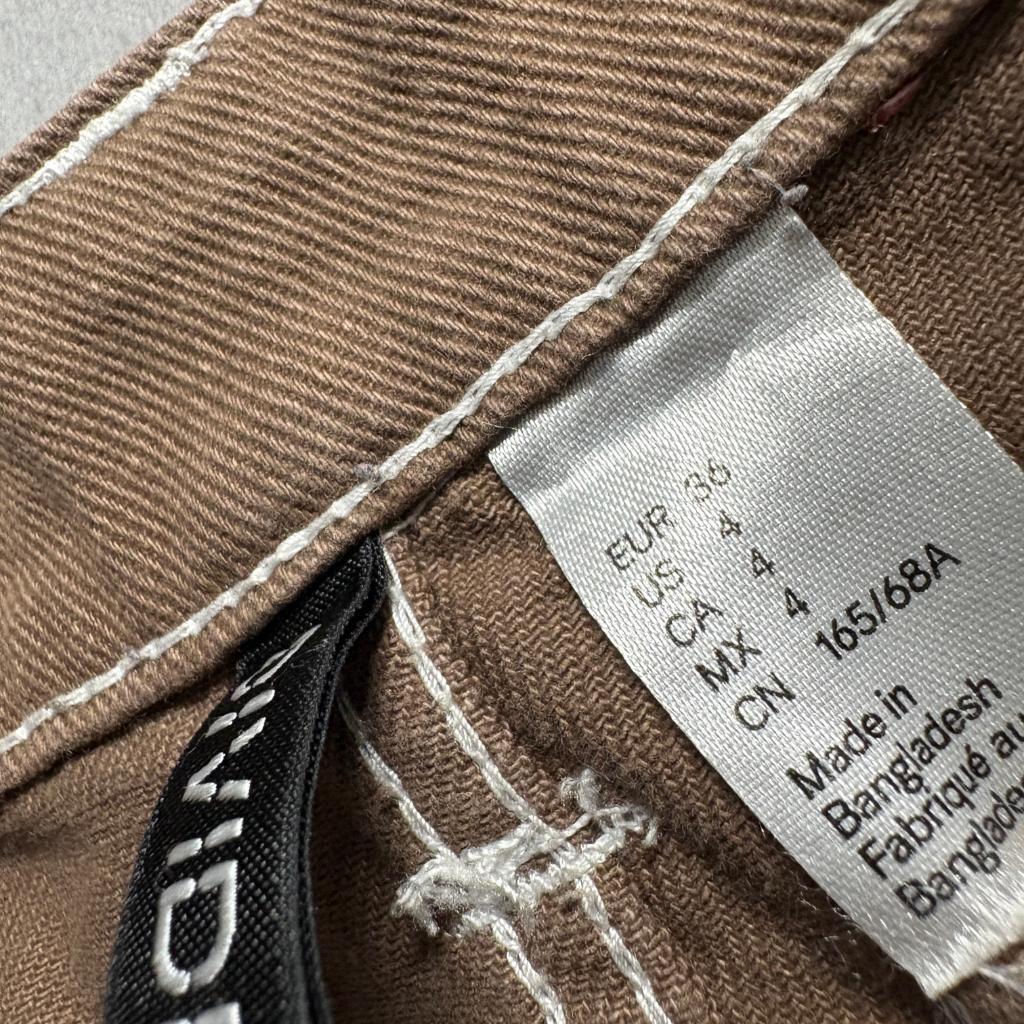 H&M Divided Women's Brown Cargo Pants Size 4 Contrast Stitch Wide Leg Utility