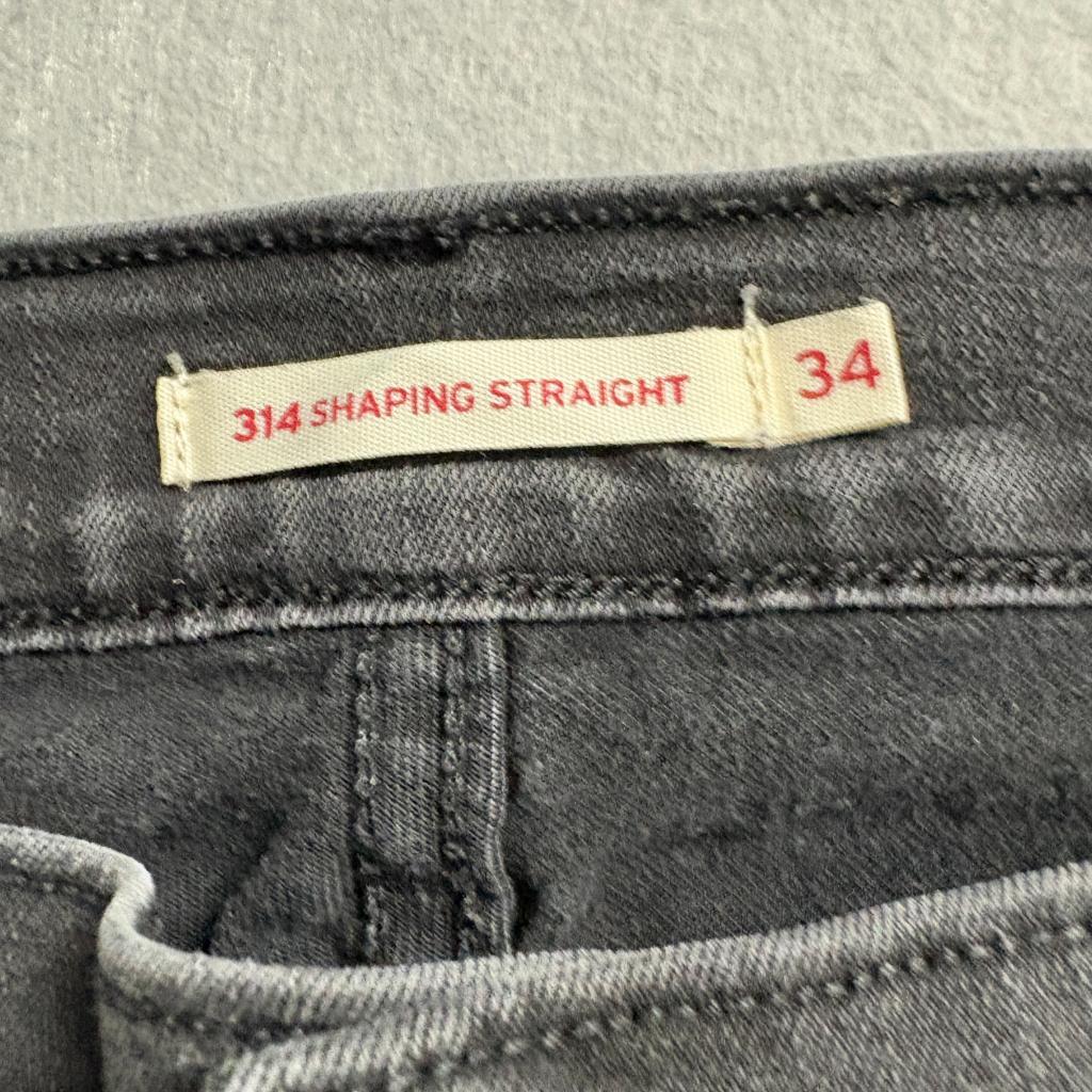 Levis 314 Shaping Straight Jeans Womens 34 Black Stretch Denim Pants