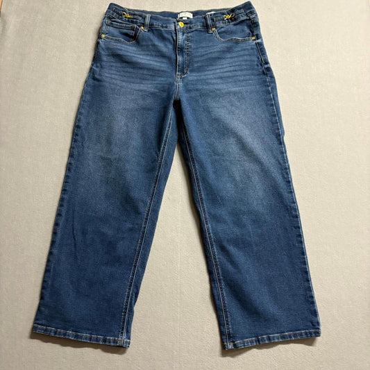 Sofia Jeans by Sofia Vergara Lana Relaxed Straight Crop Blue Denim Women's Size